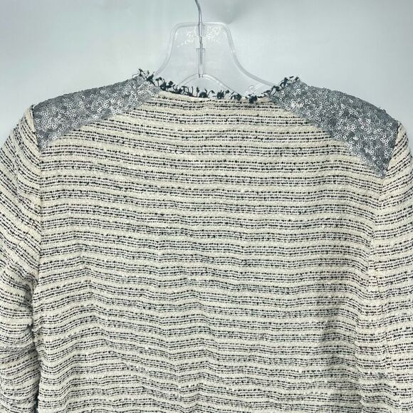 The Limited Womens Blazer Jacket Sequin Fringe Striped Lined Tan Gray Small - Picture 3 of 10